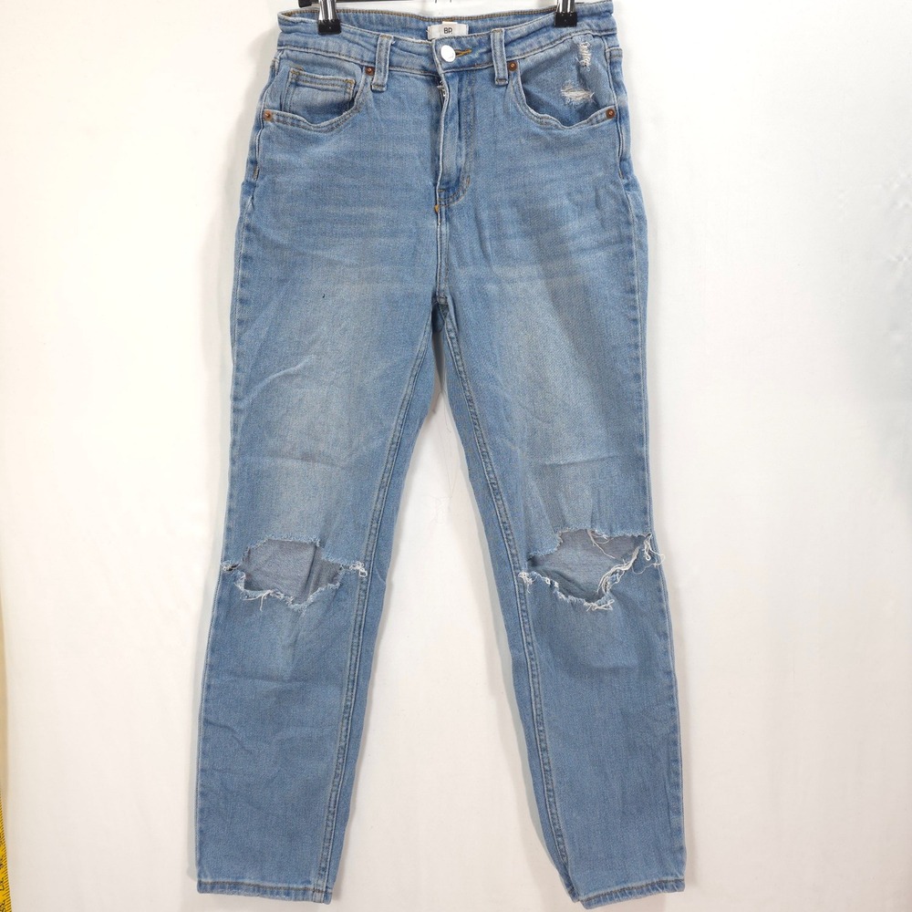 BP Mom Jeans High Rise Distressed Light Wash Denim Women 26 Grunge